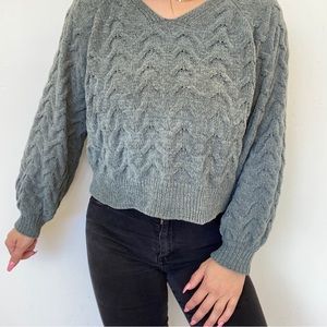 Hippie Rose Sage Green Sweater Cropped Size Large NWOT